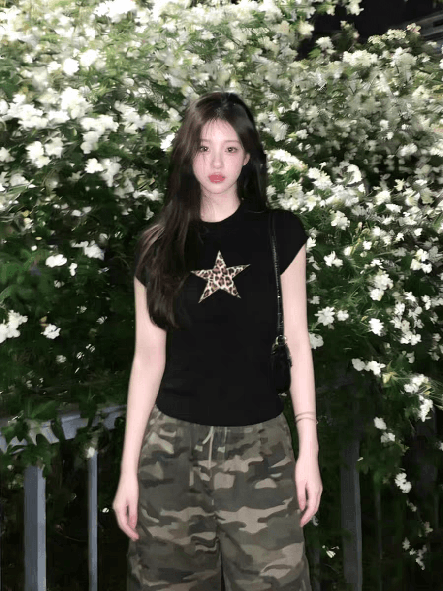 긍정적 인 어깨 반팔 티셔츠 여성 여름 한 부서 산소 센스 몸매 가꾸기 슬림해 보이는 순면 짧은 맨위 상세 이미지 4