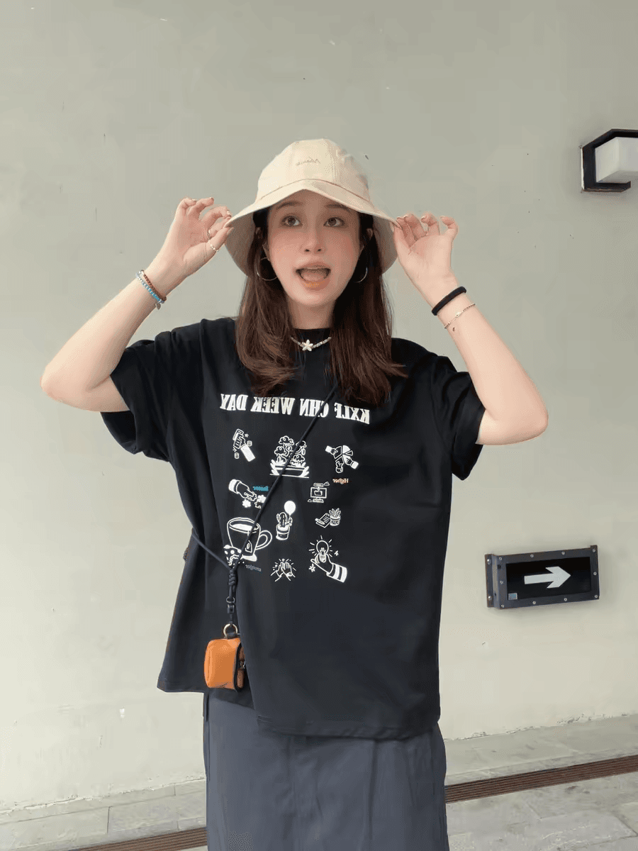 반팔 티셔츠 언더 코트 여성 인사이드 가져 가라. 고급 센스 2026 새로운 여름 루즈핏 슬림해 보이는 알파벳 프린트 셔츠 상세 이미지 2