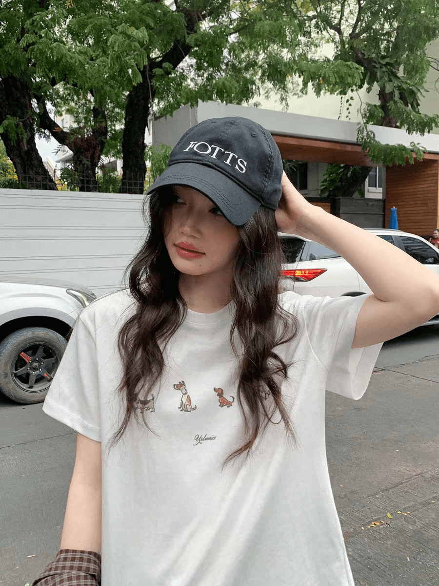 직분사 공예 강아지 프린트 반팔 티셔츠 여성 2026 새로운 캐주얼 연령 감소 루즈핏 슬림해 보이는 라운드 넥 맨위 상세 이미지 2