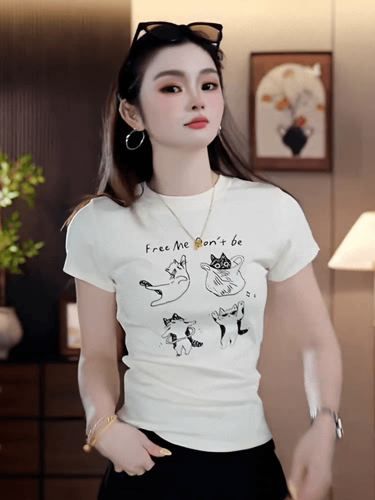 캐주얼 미니멀리즘 화이트 반팔 티셔츠 여름 여성 의류 2026 새로운 몸매 가꾸기 슬림해 보이는 다용도 패션 작은 대중 맨위 상세 이미지 3