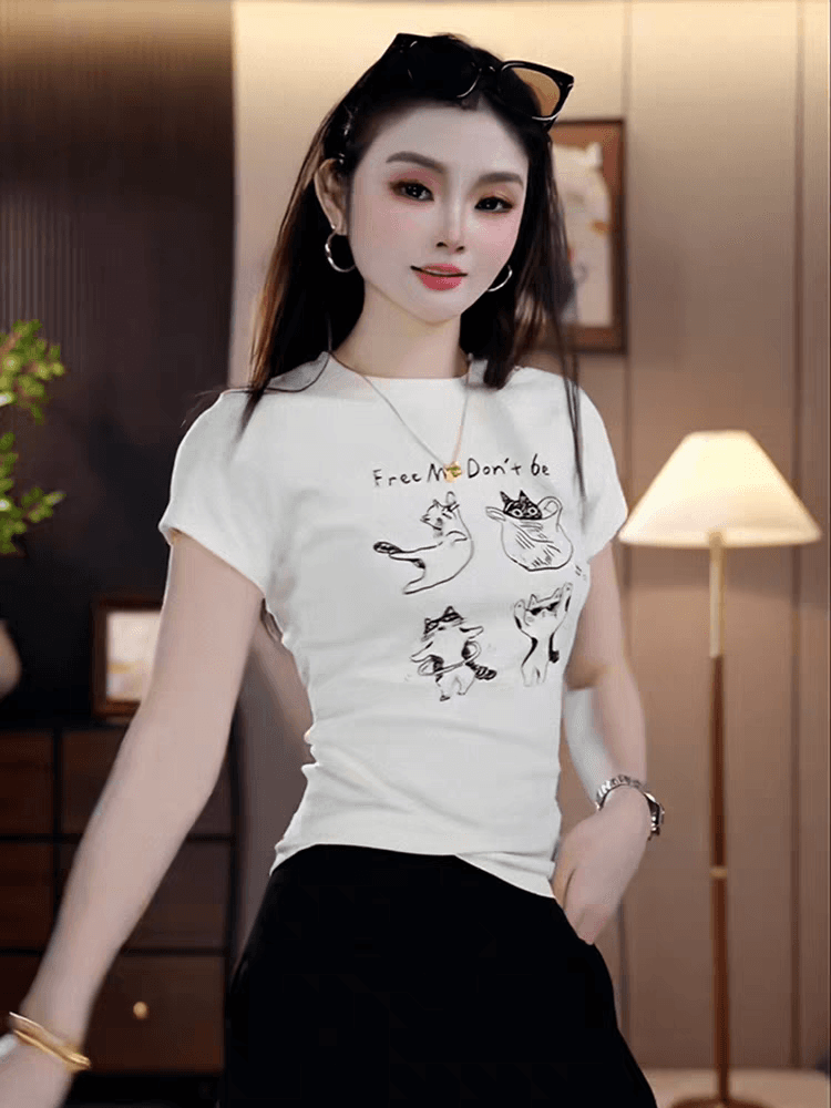 캐주얼 미니멀리즘 화이트 반팔 티셔츠 여름 여성 의류 2026 새로운 몸매 가꾸기 슬림해 보이는 다용도 패션 작은 대중 맨위 상세 이미지 4