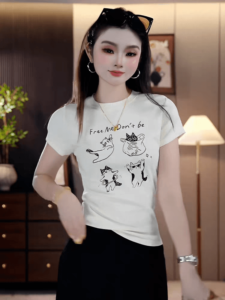 캐주얼 미니멀리즘 화이트 반팔 티셔츠 여름 여성 의류 2026 새로운 몸매 가꾸기 슬림해 보이는 다용도 패션 작은 대중 맨위 상세 이미지 5