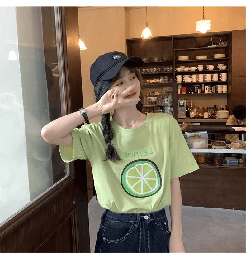 순면 반팔 티셔츠 여성 여름 2026 새로운 폭발 디자인 센스 작은 대중 아메리칸 루즈핏 긍정적 인 어깨 반소매 맨위 상세 이미지 2