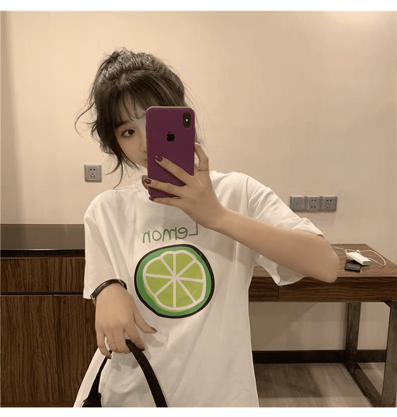 순면 반팔 티셔츠 여성 여름 2026 새로운 폭발 디자인 센스 작은 대중 아메리칸 루즈핏 긍정적 인 어깨 반소매 맨위 상세 이미지 7