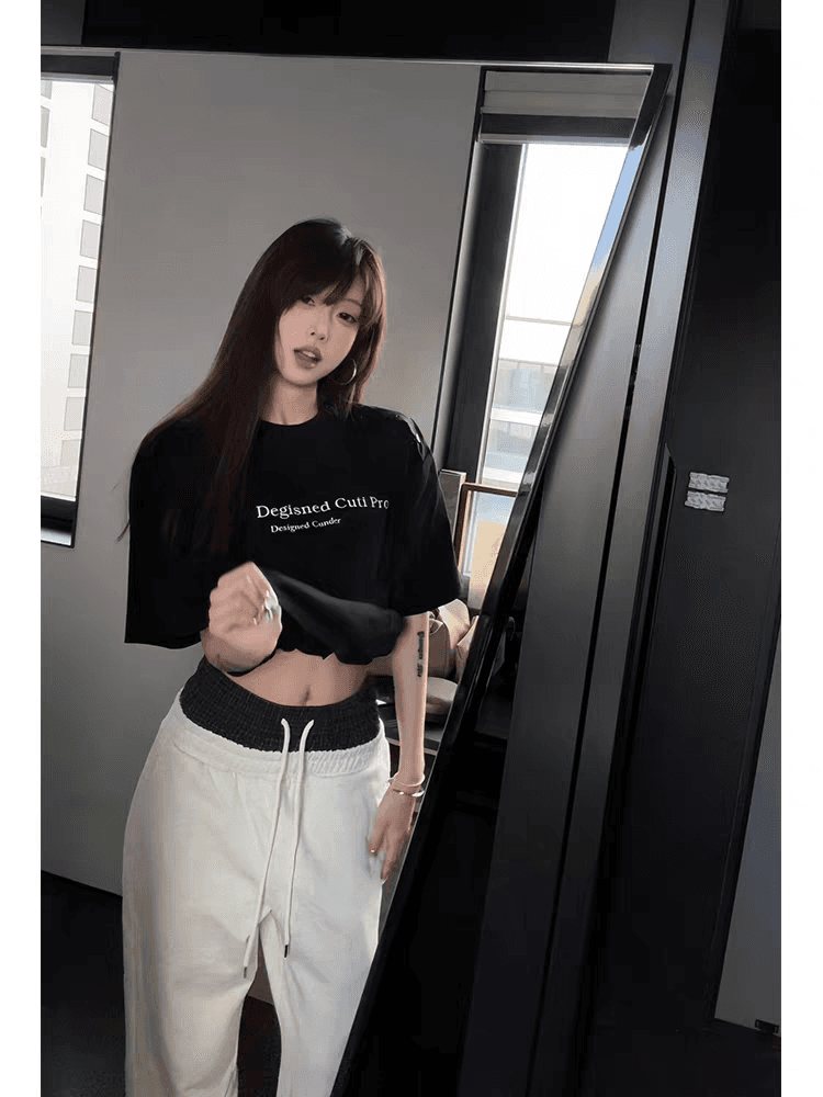 순면 반팔 티셔츠 여성 여름 2026 새로운 폭발 디자인 센스 작은 대중 아메리칸 루즈핏 긍정적 인 어깨 반소매 맨위 상세 이미지 5
