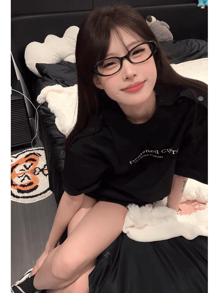 순면 반팔 티셔츠 여성 여름 2026 새로운 폭발 디자인 센스 작은 대중 아메리칸 루즈핏 긍정적 인 어깨 반소매 맨위 상세 이미지 6