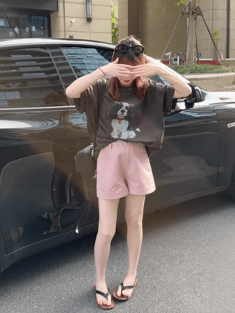 여름 반팔 티셔츠 여성 한 부서 슬림해 보이는 2026 새로운 폭발 긍정적 인 어깨 루즈핏 반소매 디자인 센스 동정 맨위 상세 이미지 3