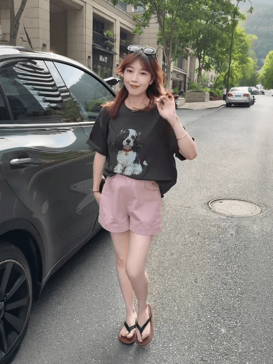 여름 반팔 티셔츠 여성 한 부서 슬림해 보이는 2026 새로운 폭발 긍정적 인 어깨 루즈핏 반소매 디자인 센스 동정 맨위 상세 이미지 6