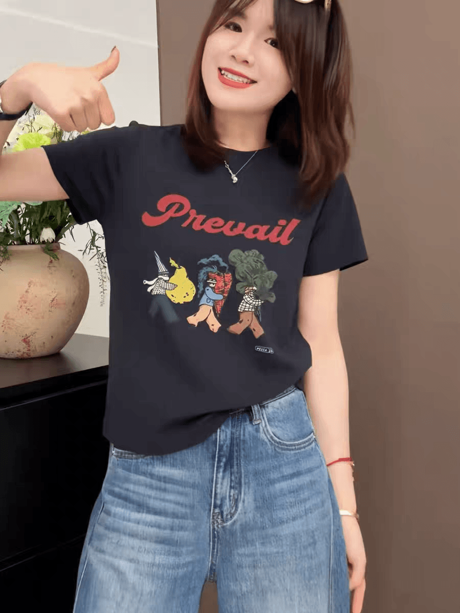 프린트 반팔 티셔츠 여름 여성 의류 2026 새로운 다용도 맨위 디자인 센스 작은 대중 여성 상세 이미지 10