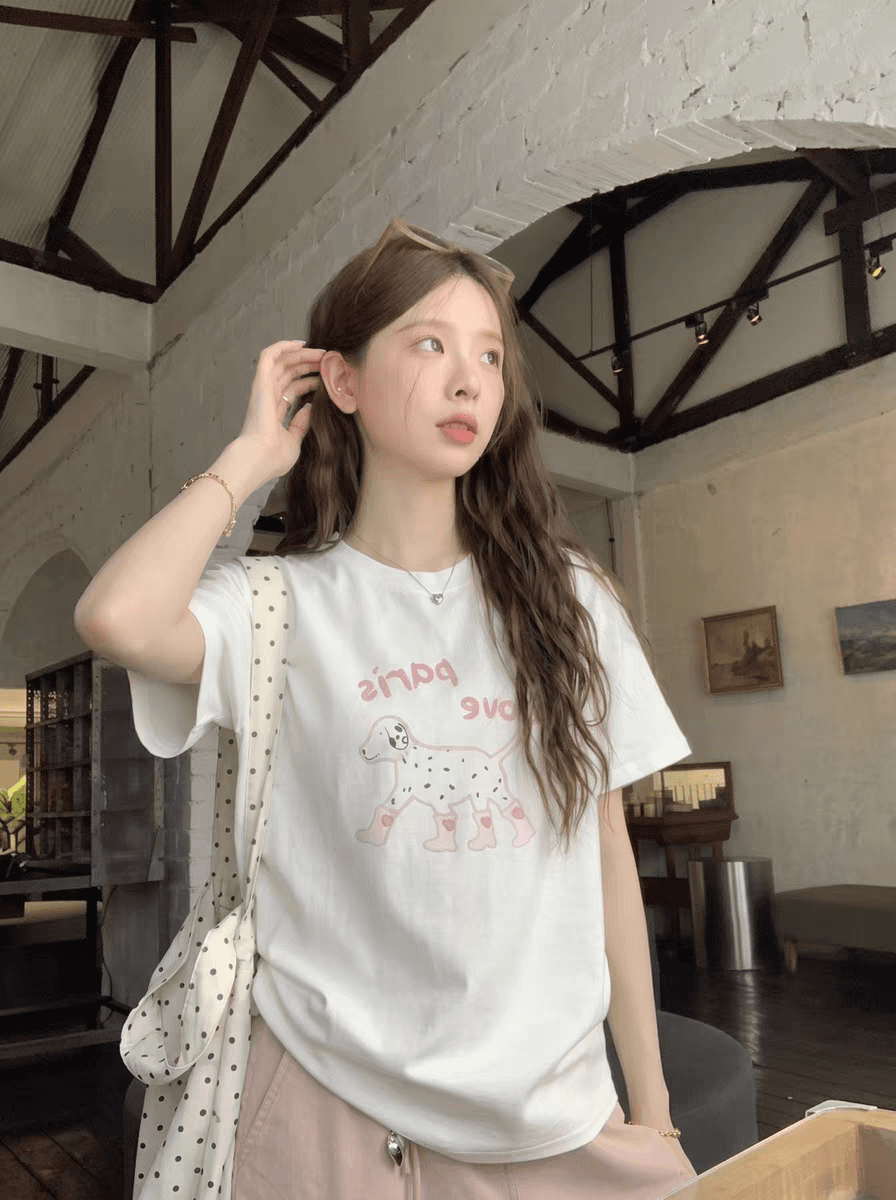 순면 반팔 티셔츠 여성 여름 2026 한국 스타일 새로운 디자인 센스 프린트 루즈핏 빅 사이즈 oversize 맨위