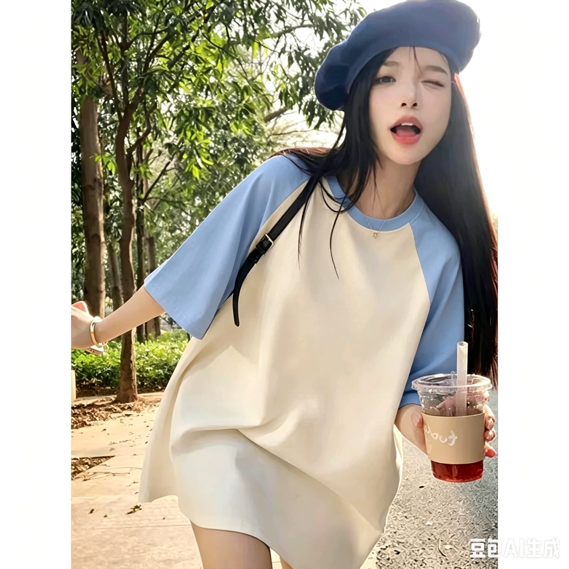 아메리칸 삽입 어깨 반팔 티셔츠 여성 대 어린이 여름 중학교 고등학생 루즈핏 반소매 순면 맨위 기본 셔츠