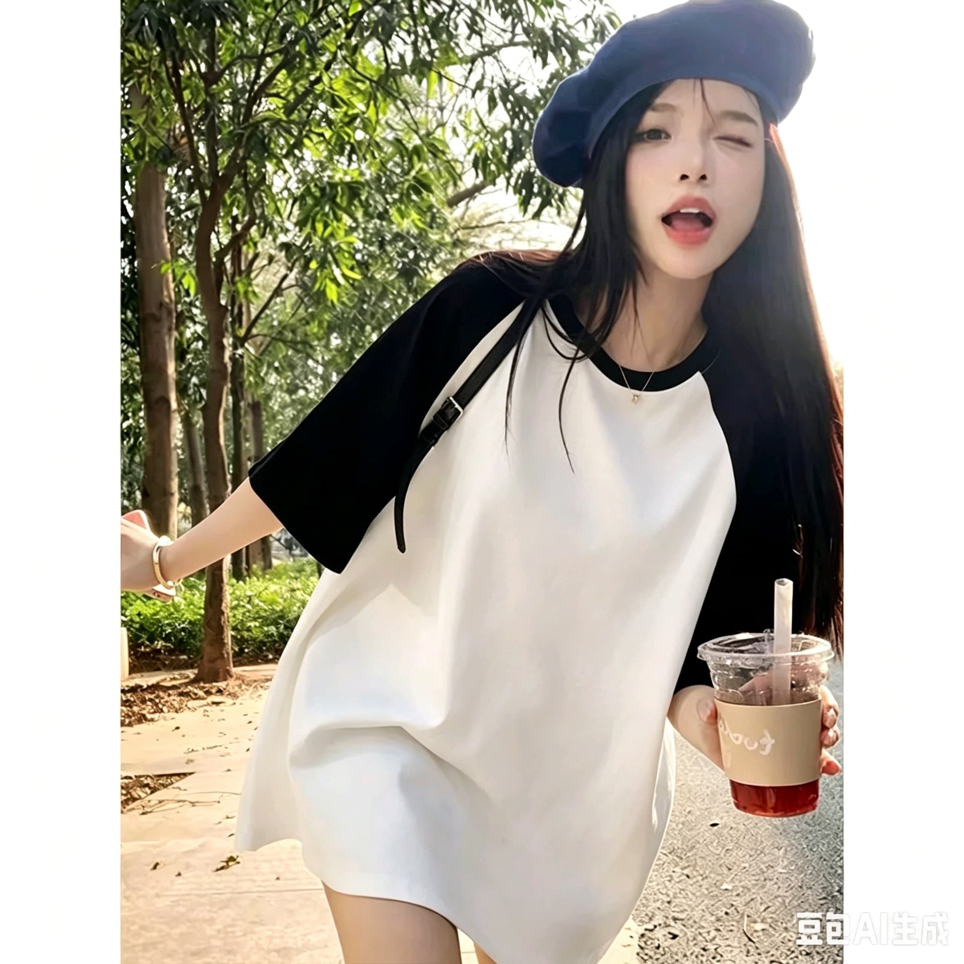 아메리칸 삽입 어깨 반팔 티셔츠 여성 대 어린이 여름 중학교 고등학생 루즈핏 반소매 순면 맨위 기본 셔츠 이미지 5
