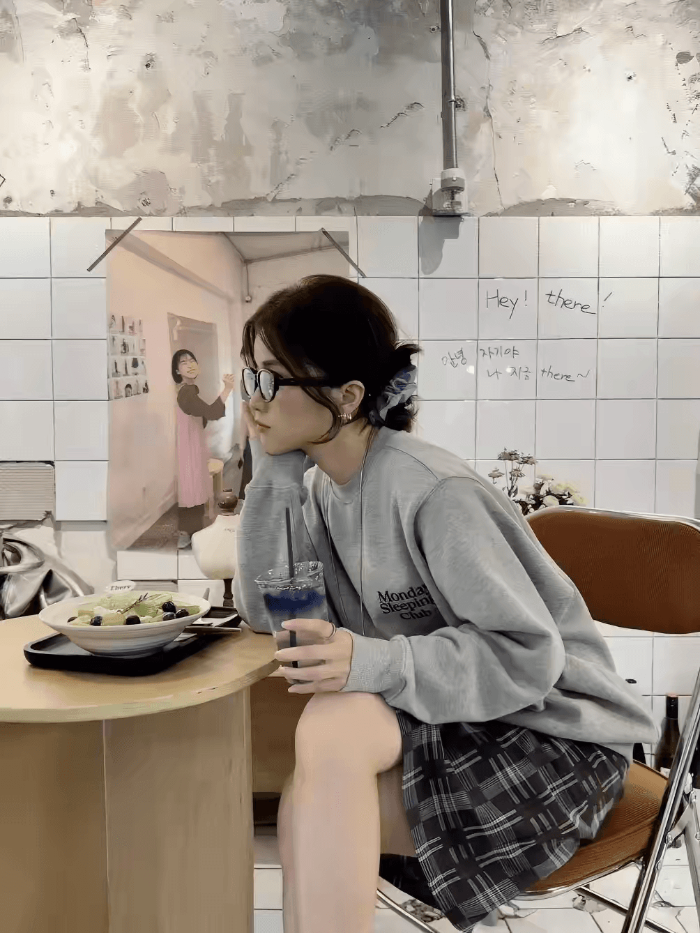 마 후아 면 순면 얼굴 비 시장 전체 폴리 에스터 모방 면 재료 라운드 넥 후드티 얇은 스타일 털이 있는 루즈핏 없음 모자 이미지 2