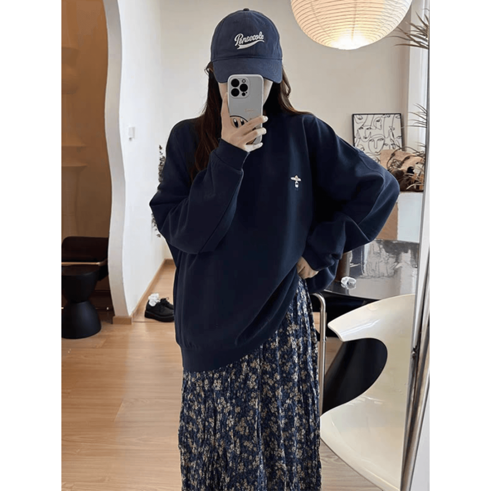마 후아 면 순면 얼굴 비 시장 전체 폴리 에스터 모방 면 재료 라운드 넥 후드티 얇은 스타일 털이 있는 루즈핏 없음 모자 이미지 5