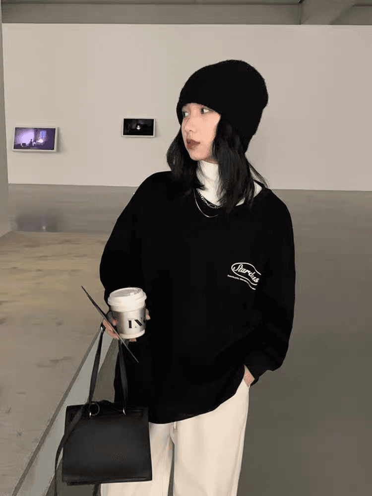 마 후아 면 순면 얼굴 비 시장 전체 폴리 에스터 모방 면 재료 라운드 넥 후드티 얇은 스타일 털이 있는 루즈핏 없음 모자 상세 이미지 5