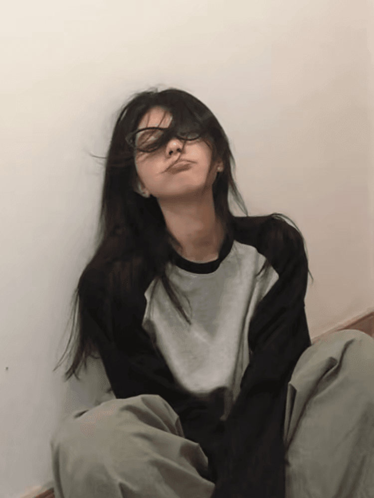봄 새로운 캐주얼 배색 삽입 어깨 긴팔 티셔츠 루즈핏 라운드 넥 패치워크 맨위 여성