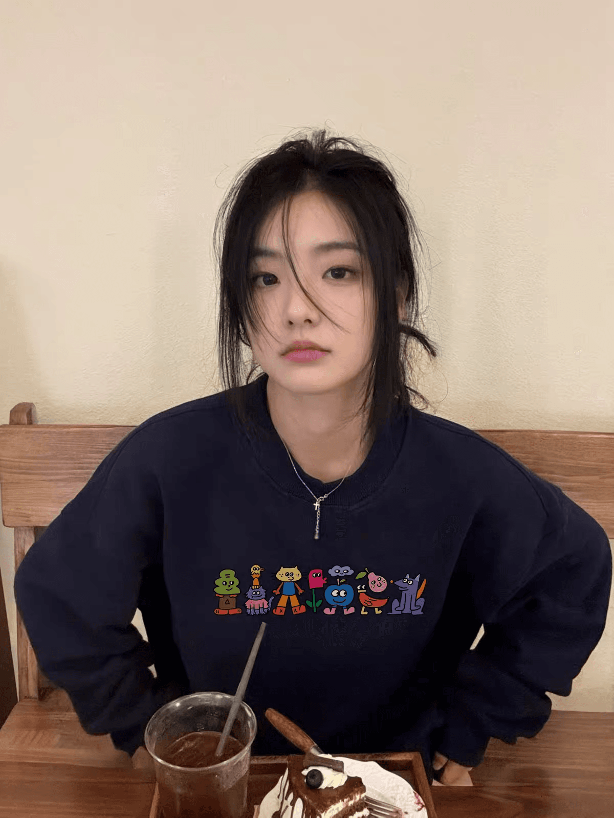 마 후아 면 순면 얼굴 비 시장 전체 폴리 에스터 모방 면 재료 라운드 넥 후드티 얇은 스타일 털이 있는 루즈핏 없음 모자 이미지 3