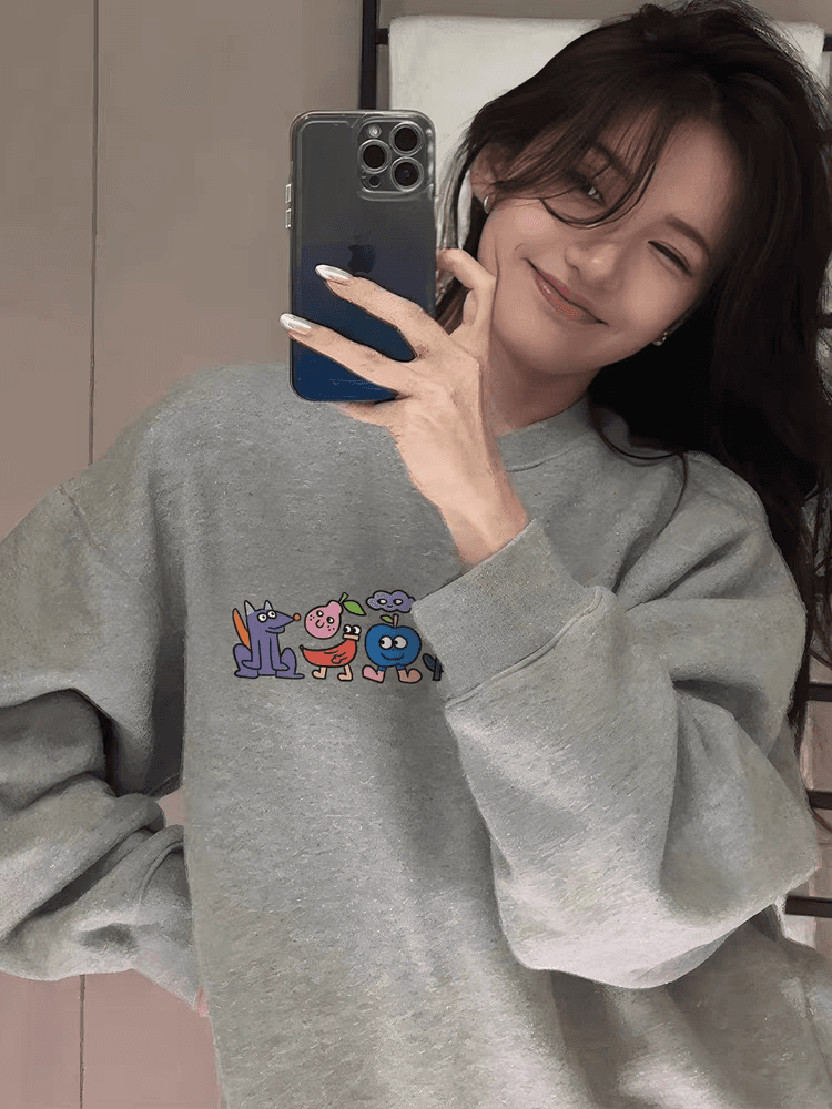 마 후아 면 순면 얼굴 비 시장 전체 폴리 에스터 모방 면 재료 라운드 넥 후드티 얇은 스타일 털이 있는 루즈핏 없음 모자 상세 이미지 5