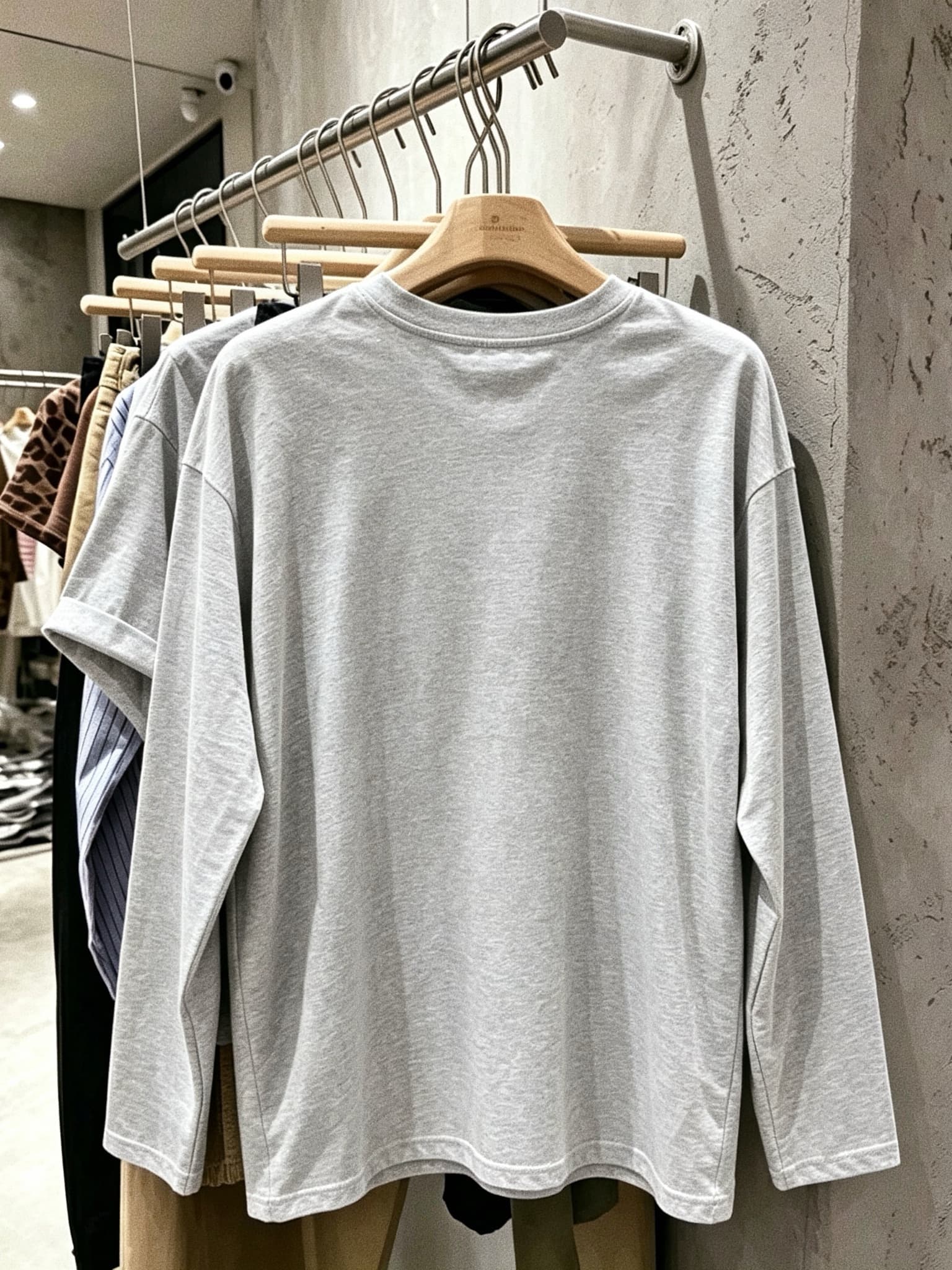 회색 긴팔 티셔츠 여성 이른 가을 새로운 한 부서 알파벳 프린트 순면 느긋한 바람 루즈핏 맨위 이미지 2