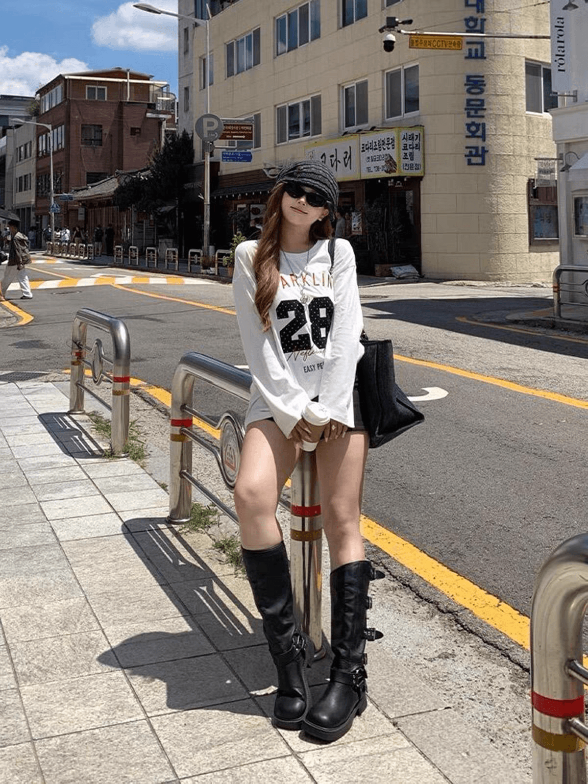 한 부서 레트로 숫자 프린트 긴팔 티셔츠 여성 가을 루즈핏 캐주얼 다용도 순면 작은 대중 맨위 이미지 2
