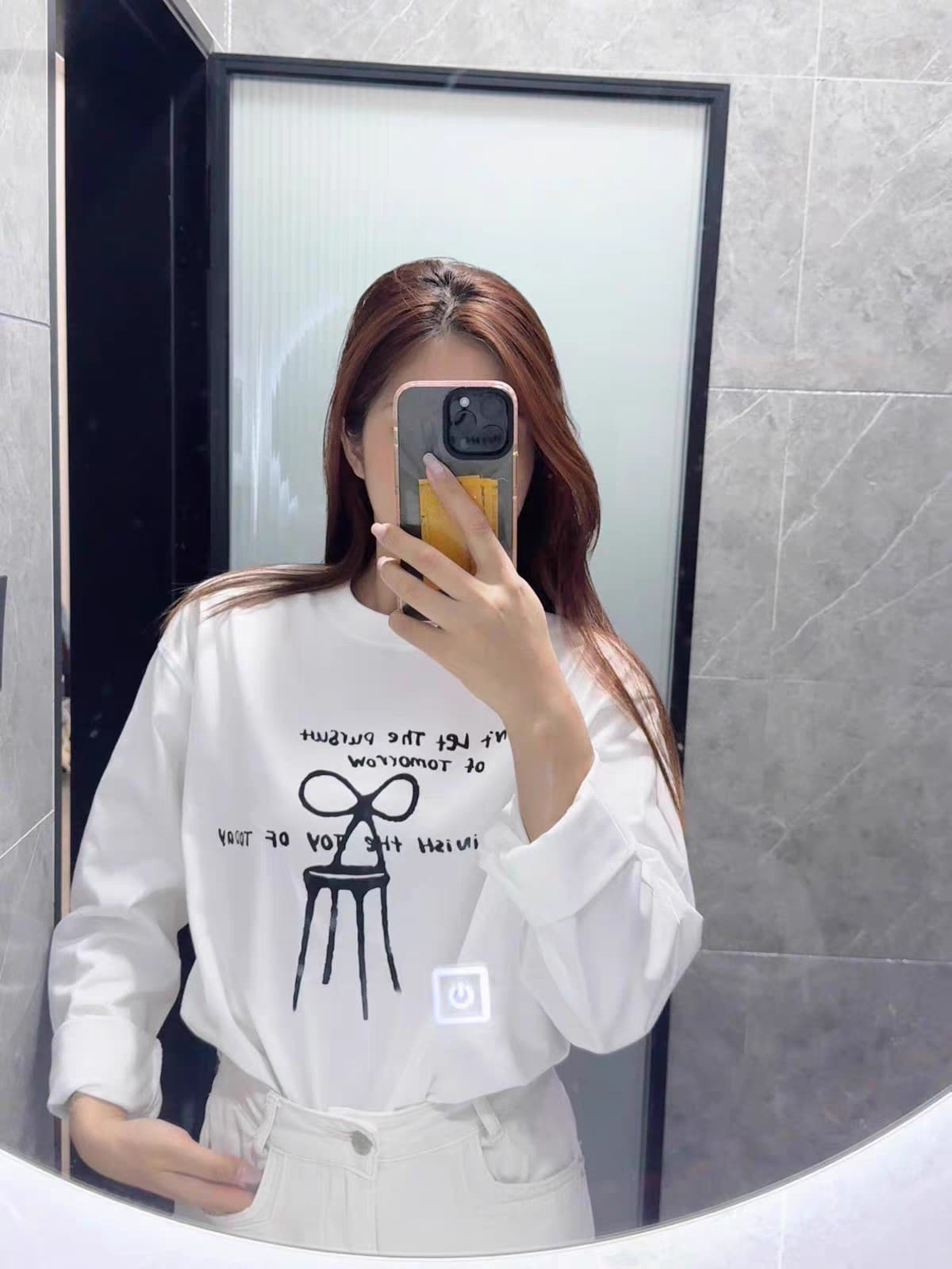 순면 이른 가을 한 부서 화이트 긴팔 티셔츠 여성 학원 스타일 작은 대중 루즈핏 슬림해 보이는 라운드 넥 기본 셔츠 ins 상세 이미지 2