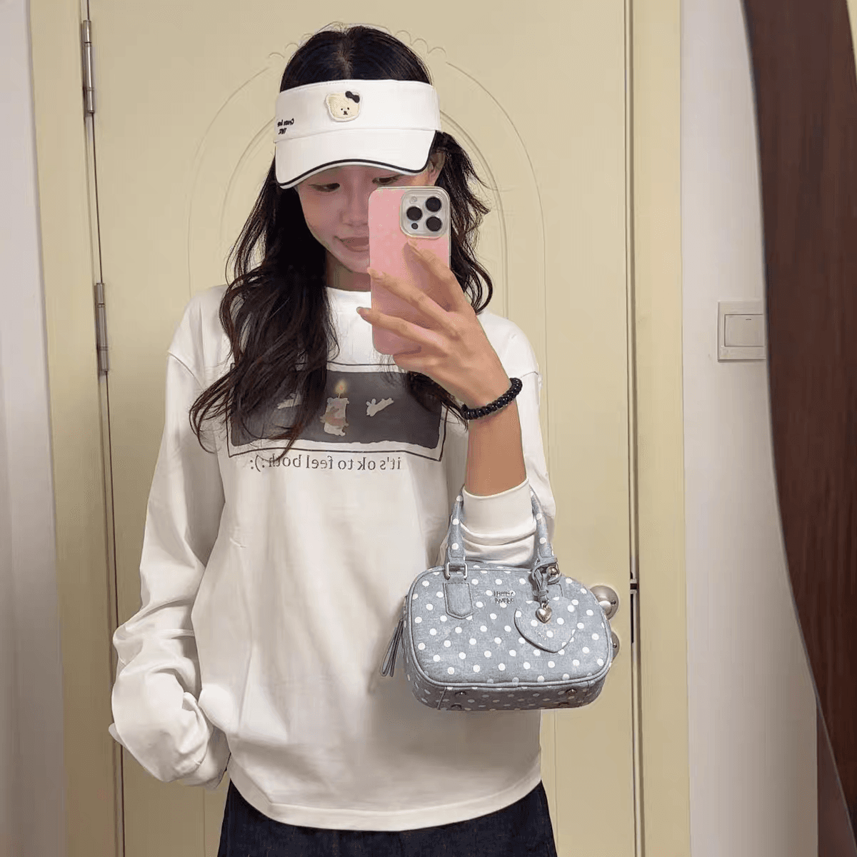 한 부서 ins 작은 대중 아로마 테라피 토끼 프린트 순면 라운드 넥 긴팔 티셔츠 여성 가을 루즈핏 캐주얼 다용도 맨위