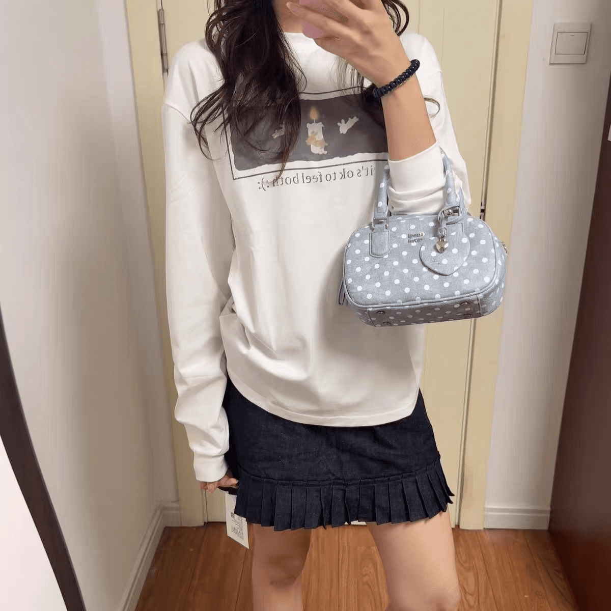 한 부서 ins 작은 대중 아로마 테라피 토끼 프린트 순면 라운드 넥 긴팔 티셔츠 여성 가을 루즈핏 캐주얼 다용도 맨위 상세 이미지 3