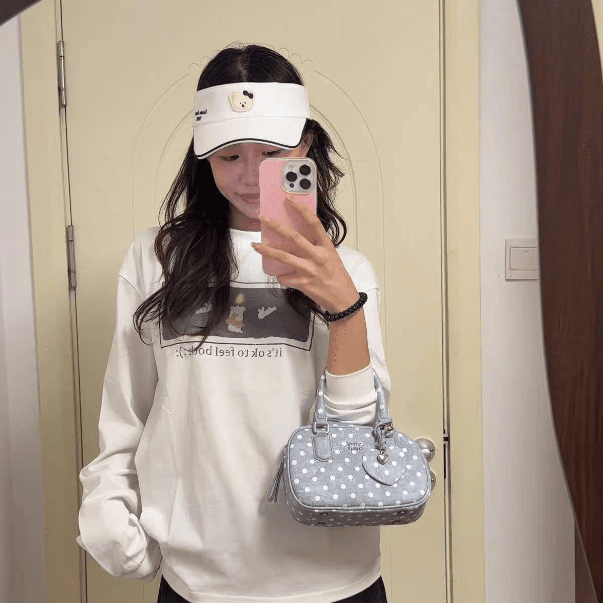 한 부서 ins 작은 대중 아로마 테라피 토끼 프린트 순면 라운드 넥 긴팔 티셔츠 여성 가을 루즈핏 캐주얼 다용도 맨위 상세 이미지 4