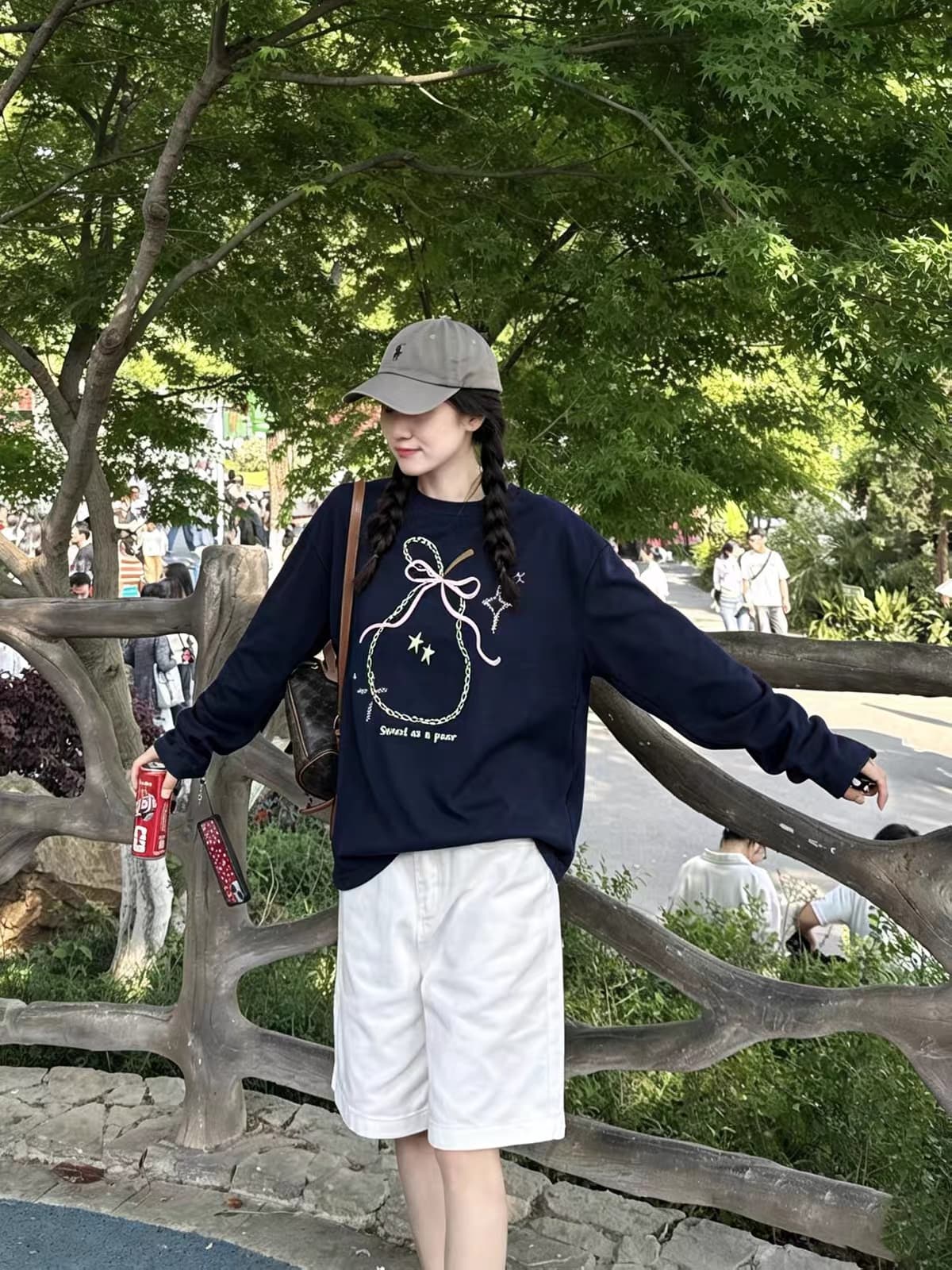 한 부서 달콤함 학원 스타일 ins 재미있는 만화 애니메이션 프린트 가을 새로운 루즈핏 만나는 긴팔 티셔츠 여성 이미지 3