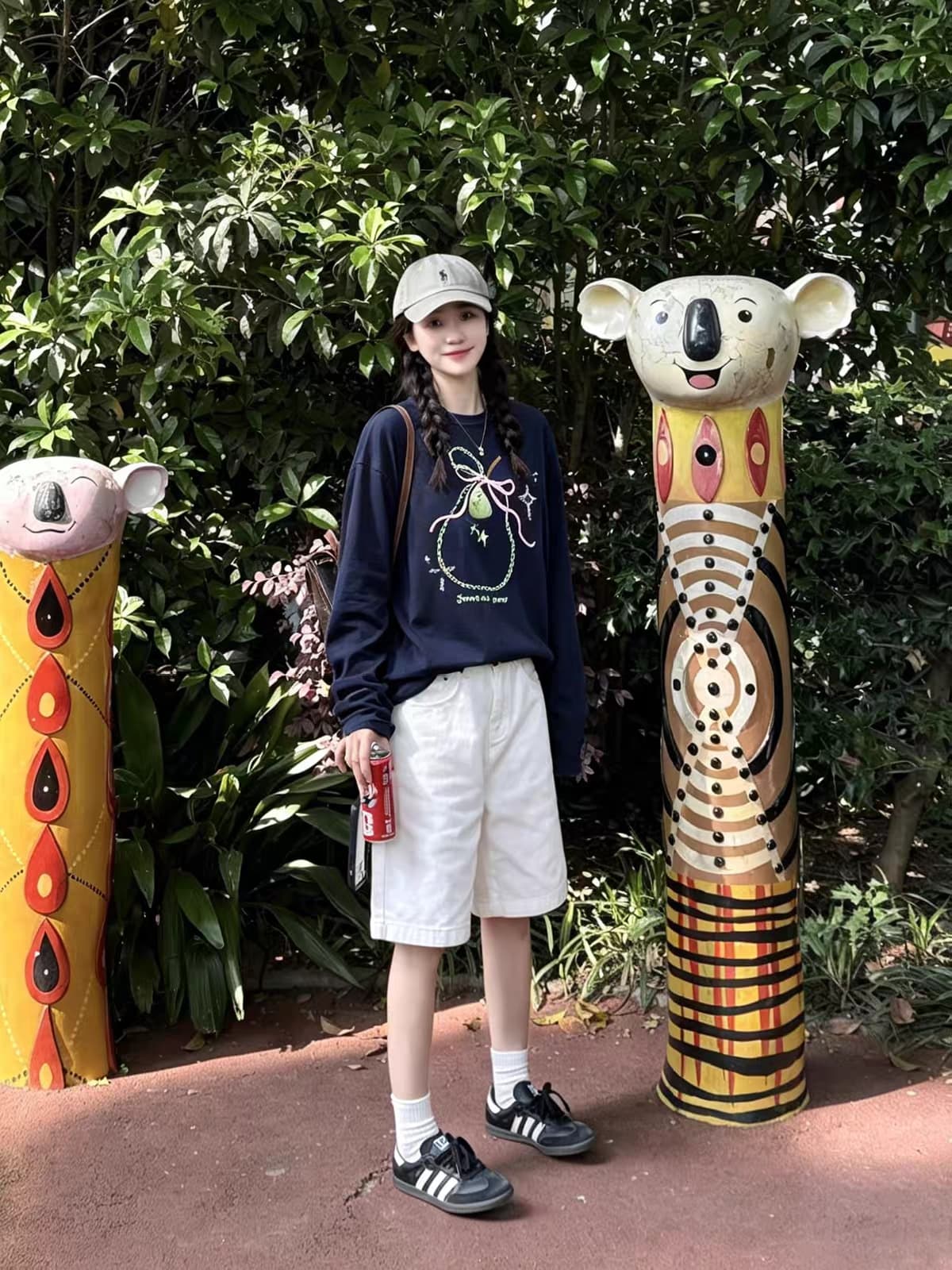 한 부서 달콤함 학원 스타일 ins 재미있는 만화 애니메이션 프린트 가을 새로운 루즈핏 만나는 긴팔 티셔츠 여성 이미지 4