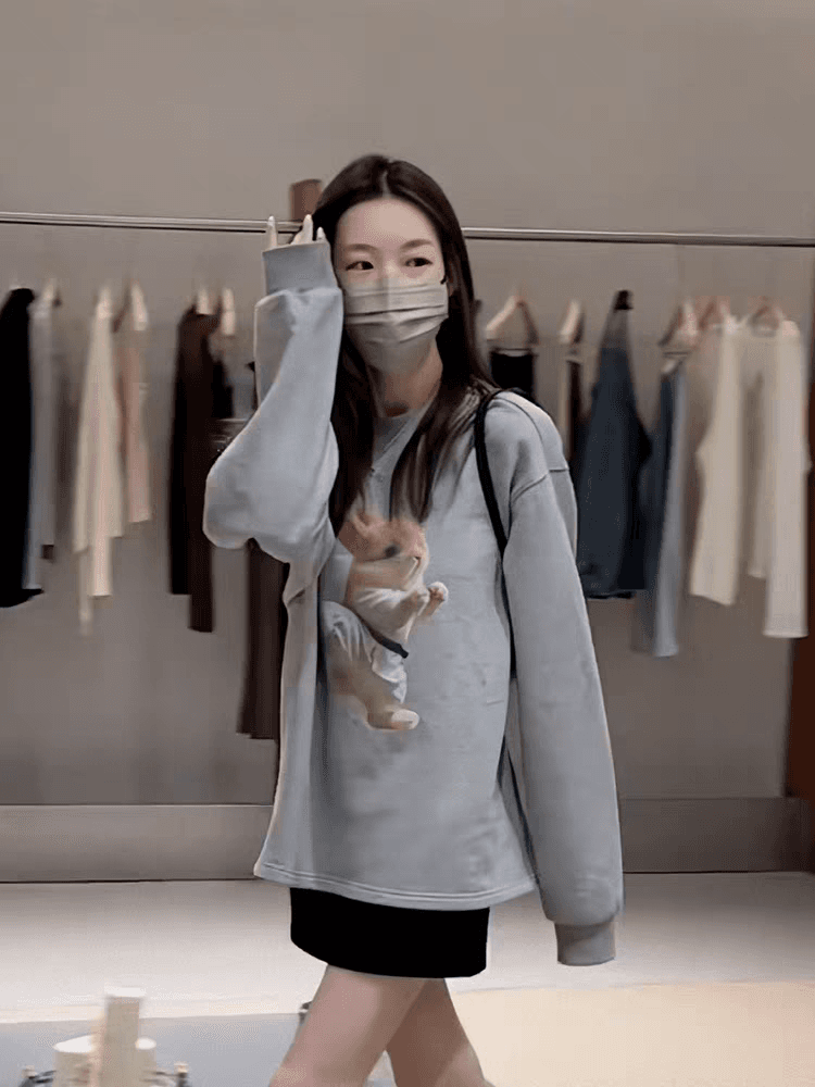 아메리칸 레트로 토끼 프린트 라운드 넥 긴팔 티셔츠 여성 2026 가을 새로운 루즈핏 캐주얼 연령 감소 맨위 상세 이미지 4