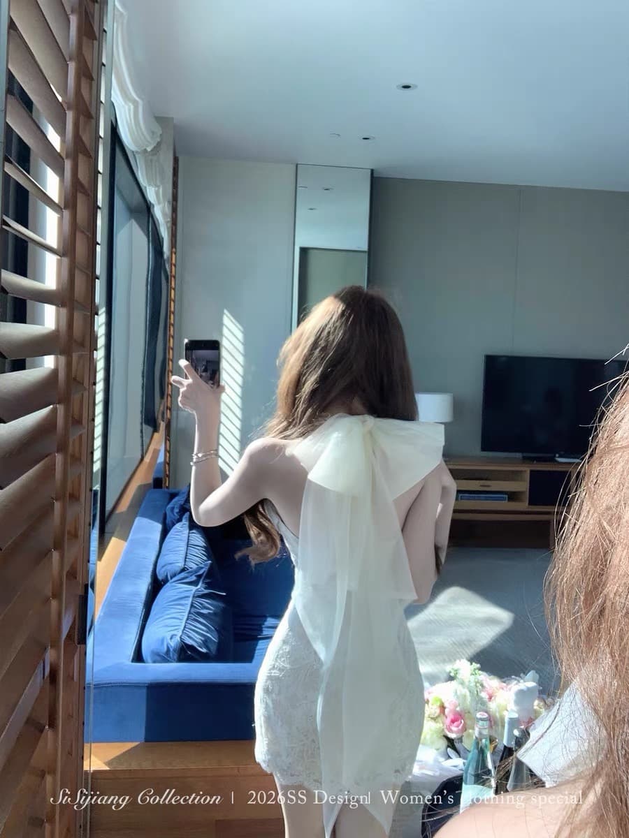 sisi jiang 천 골드 돌아 가기 프랑스식 레트로 레이스 레이스 몸매 가꾸기 허리 수축 타이트 스커트 끌기 꼬리 드레스 이미지 2