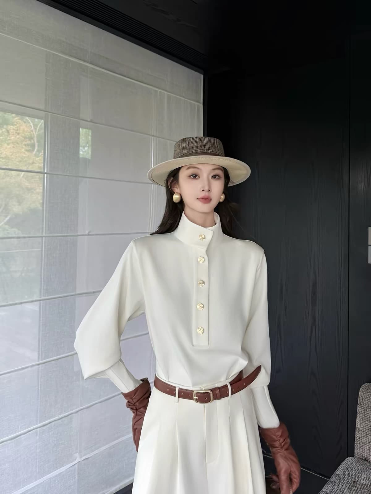 뉴욕 손 편지 화이트 맨위 여성 이른 가을 슬림해 보이는 스트레이트 와이드 레그 팬츠 어린이 투피스 슈트