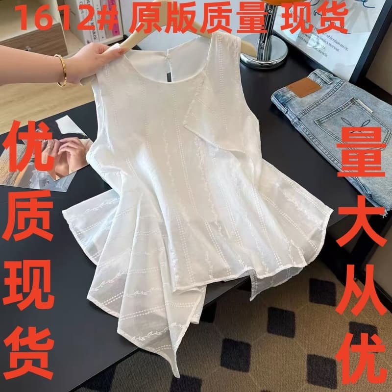 프랑스식 프릴 연령 감소 면 린넨 민소매 여성 셔츠 여름 2026 새로운 루즈핏 슬림해 보이는 조끼 작은 셔츠 맨위 상세 이미지 5