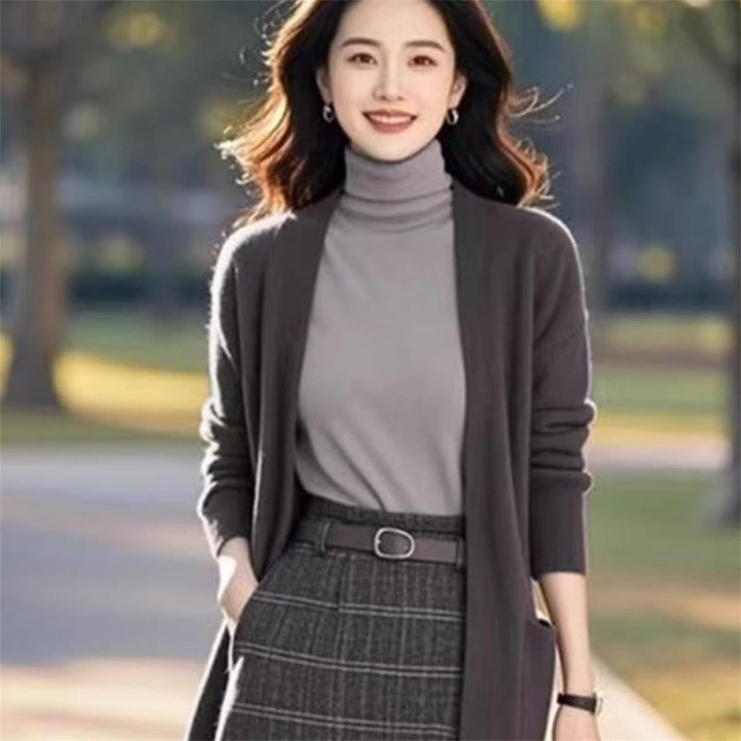 진한 파란색 스웨터 니트 오픈 가디건 봄 여성 2026 새로운 한 부서 부드러운 찹쌀 느긋한 바람 고유 한 슈퍼 잘 생긴 맨위 상세 이미지 4