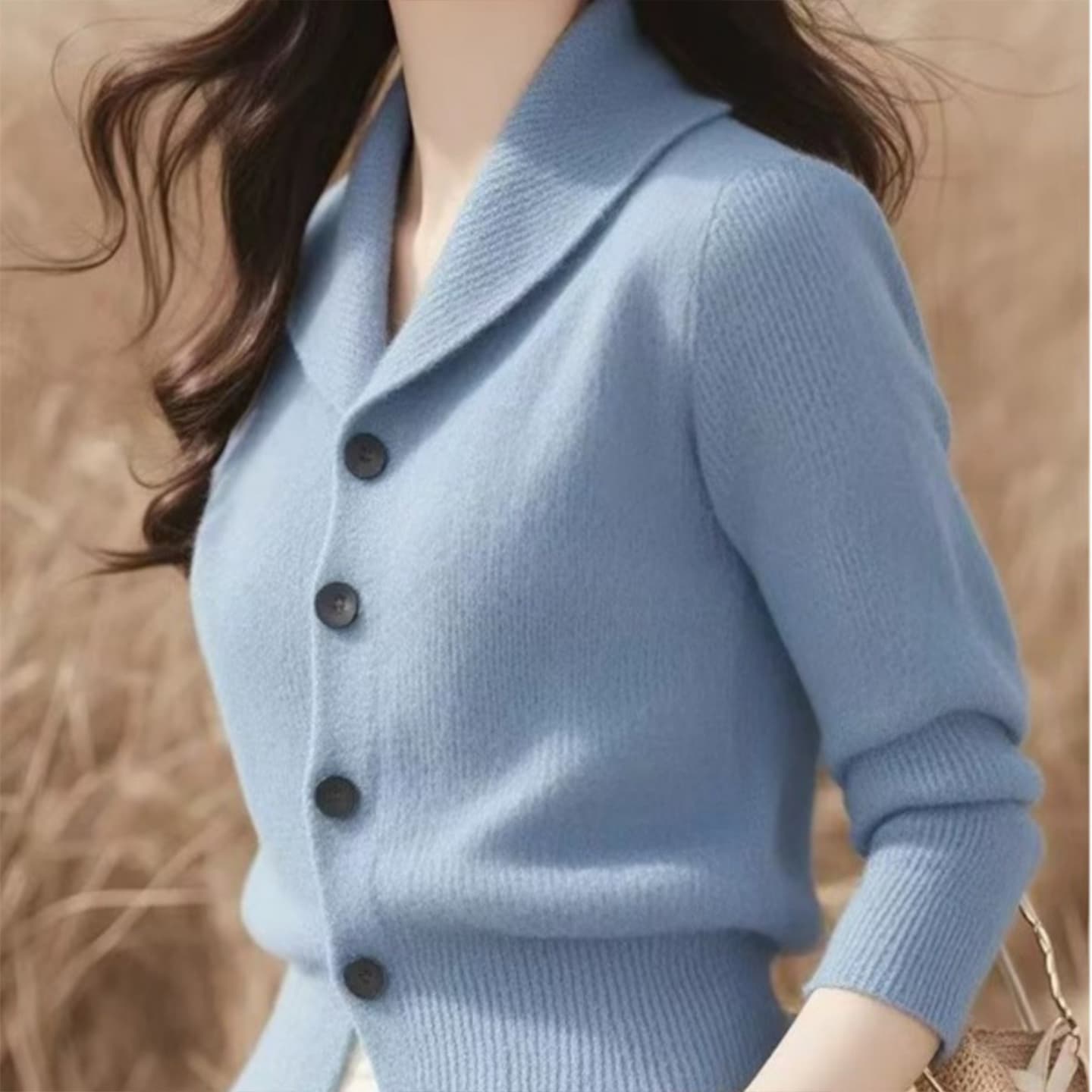 2026 년 겨울 디자인 센스 작은 대중 폴로 칼라 스웨터 Chic 고유 한 부드러운 찹쌀 느긋한 바람 고급 센스 니트 오픈 가디건 이미지 5