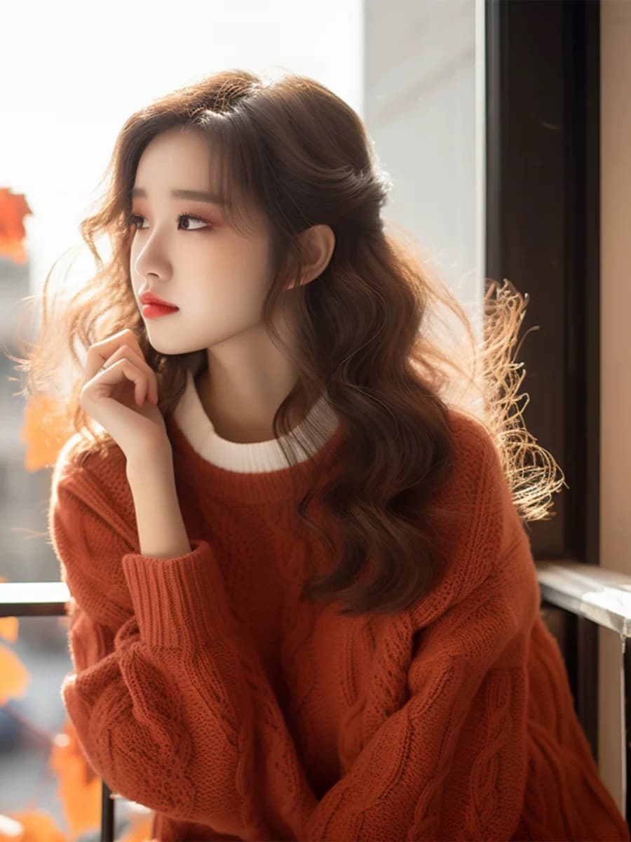 올해 인기 ~ 중 아름다운 주황색 라운드 넥 스웨터 여자 가을 겨울 인사이드 가져 가라. 작은 샤넬 스타일 외출용 루즈핏 니트 맨위 상세 이미지 2