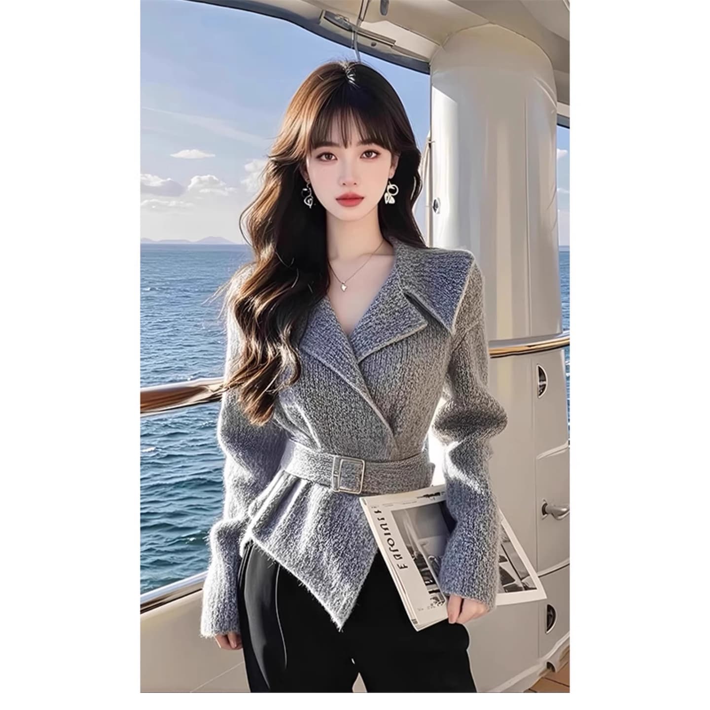 작은 샤넬 스타일 허리 수축 슬림해 보이는 스웨터 코트 여성 의류 2026 봄 가을 새로운 품격 명문 여성 고급 센스 슬림해 보이는 맨위