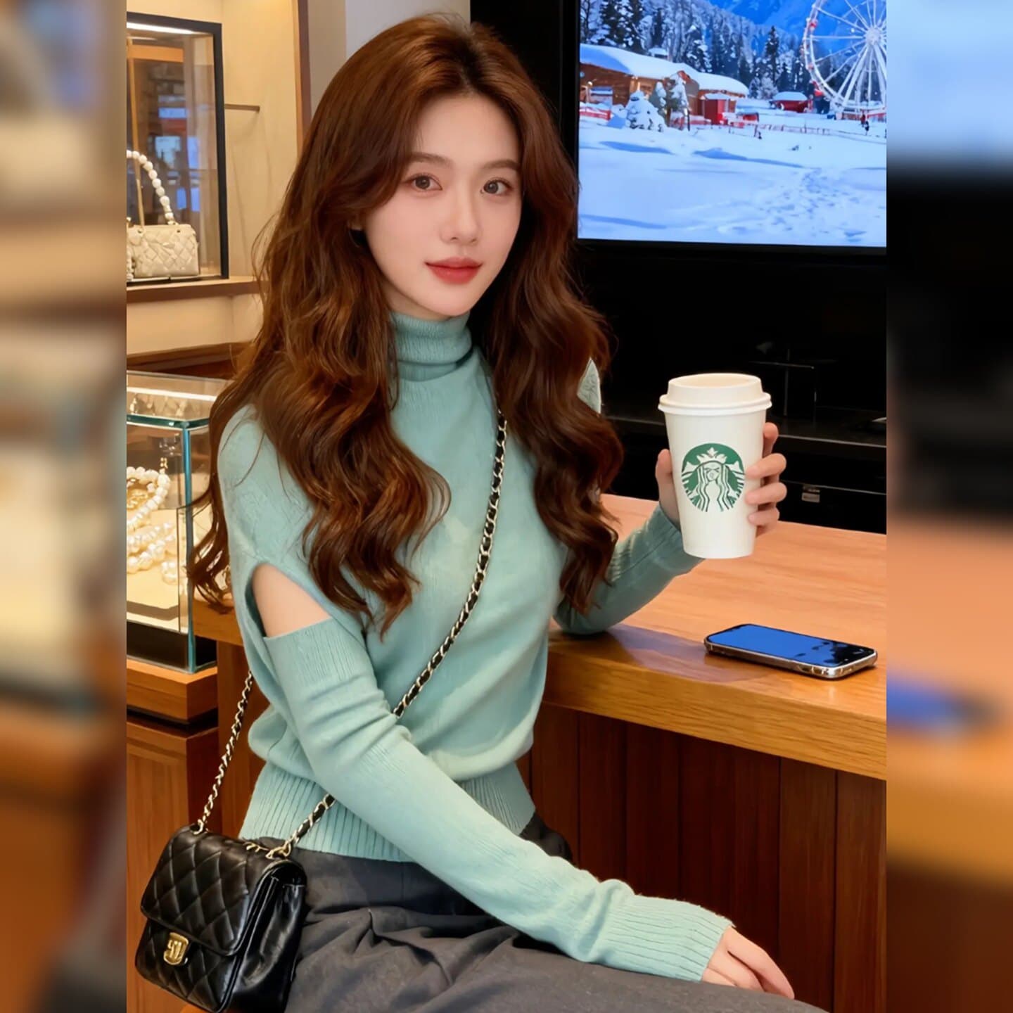 작은 대중 품격 소매 커버 터틀넥 니트 스웨터 여성 2026 가을 겨울 새로운 몸매 가꾸기 기본 셔츠 긴팔 순수한 욕망 바람 맨위