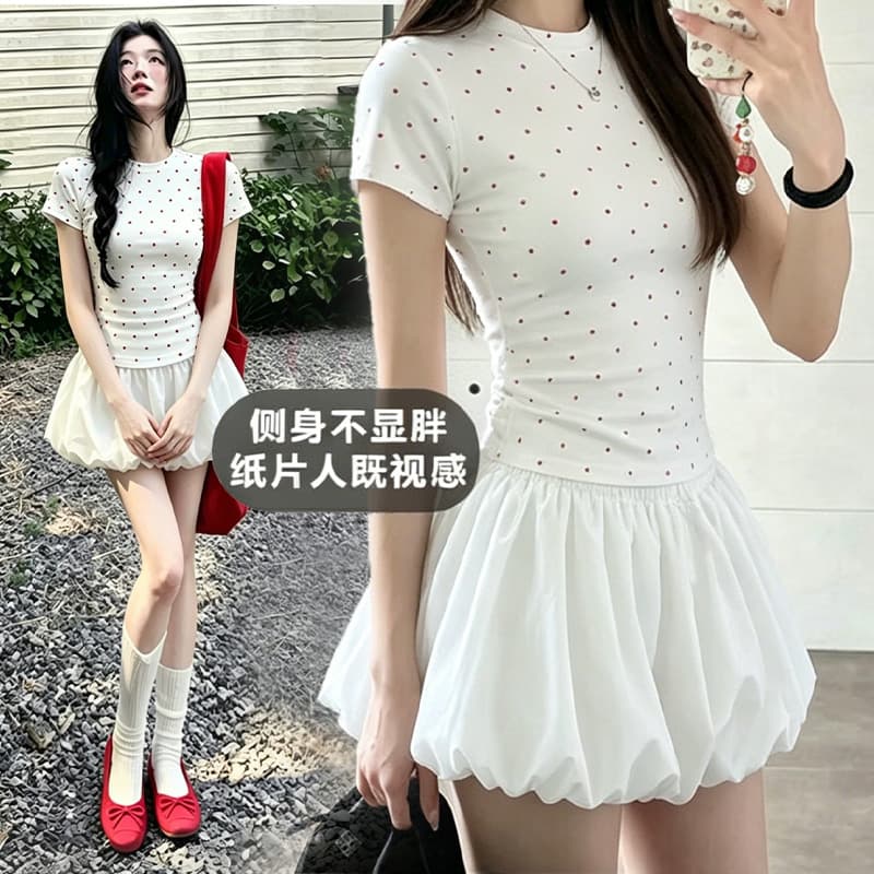 임산부 노출 방지 호박 꽃밭 치마 여름 여성 중간 허리 한 마디 꽃밭 미니 스커트 노출 방지 치마 출산 후 웨어러블 이미지 2