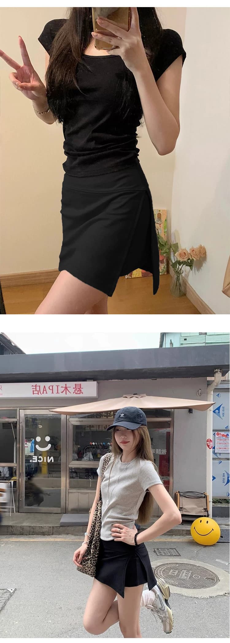 임산부 빈 가스 층 핫걸 운동 미니 스커트 여성 여름 2026 디자인 센스 더블 측면 트임 노출 방지 치마바지 타이트 스커트 상세 이미지 10