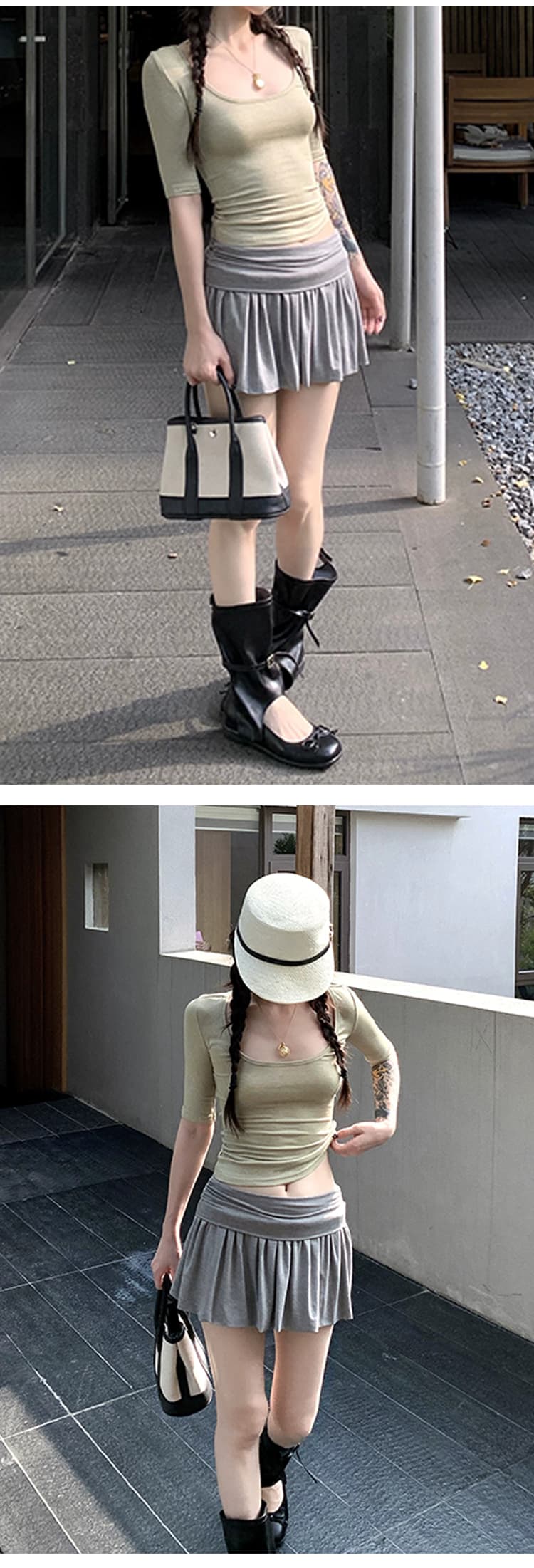 임산부 순면 복부 지지 치마 얇은 한 마디 노출 방지 미니 스커트 여름 테니스 미니 스커트 여성 의류 반신 스커트 출산 후 웨어러블 상세 이미지 12
