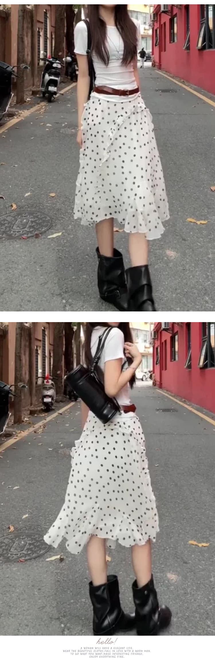 임산부 불규칙 도트 무늬 케이크 미니 스커트 여성 여름 얇은 작은 키 한 마디 반신 스커트 망사 노출 방지 중간 스커트 상세 이미지 7