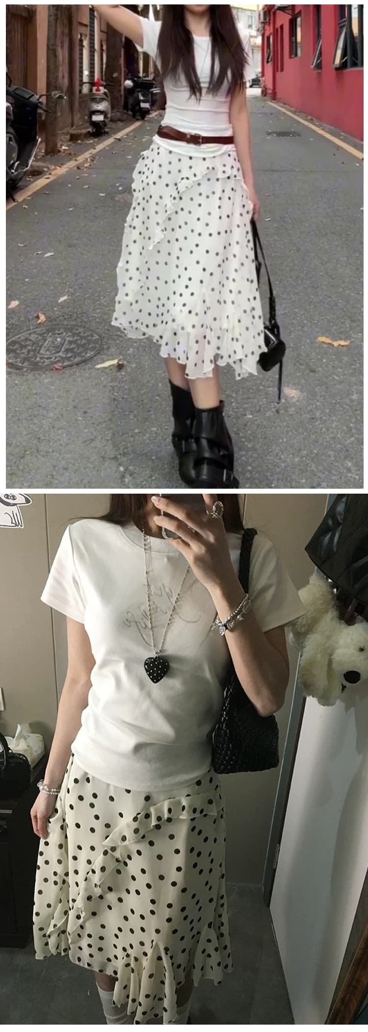 임산부 불규칙 도트 무늬 케이크 미니 스커트 여성 여름 얇은 작은 키 한 마디 반신 스커트 망사 노출 방지 중간 스커트 상세 이미지 8