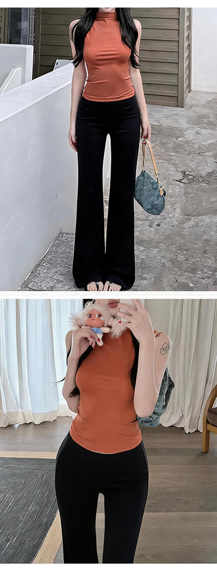 임산부 높음 폭탄 도루 센스 부츠컷 바지 여성 여름 얇은 스타일 지방 mm 하이웨이스트 루즈핏 바닥 청소 아니요 주름 바지 출산 후 웨어러블 상세 이미지 12