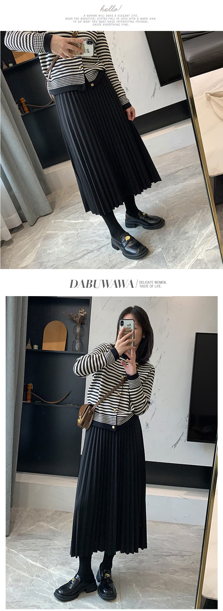 임산부 봄 가을 한국 스타일 단색 플리츠 스커트 복부 지지 루즈핏 종류 반신 스커트 루즈핏 패션 트렌디 엄마 여름 여성 상세 이미지 8