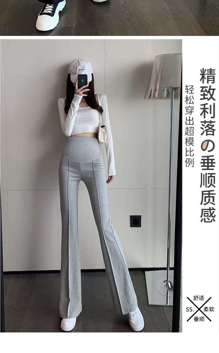 출산 착용 임산부 바지 마이크로 나팔 외출용 봄 가을 임산부 패션 클래식 하이웨이스트 슬림해 보이는 다용도 캐주얼 긴 바지 상세 이미지 4
