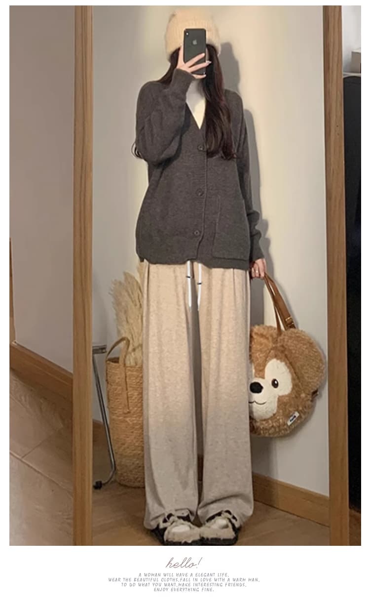 임산부 찹쌀 바지 봄과 가을 루즈핏 캐주얼 일상 가을 운동 긴 바지 미니멀리즘 스트레이트 와이드 레깅스 바지 여름 드레스 상세 이미지 8