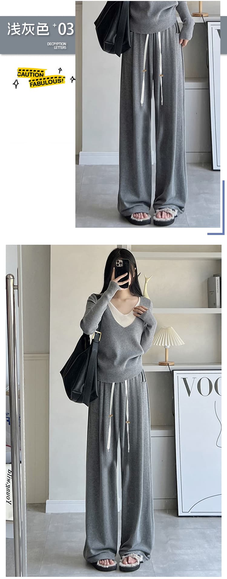 찹쌀 바지 임산부 두 바지 장춘 가을 새로운 찹쌀 와이드 레그 팬츠 펌프 로프 돼지 코 버클 외출용 캐주얼 긴 바지 상세 이미지 11