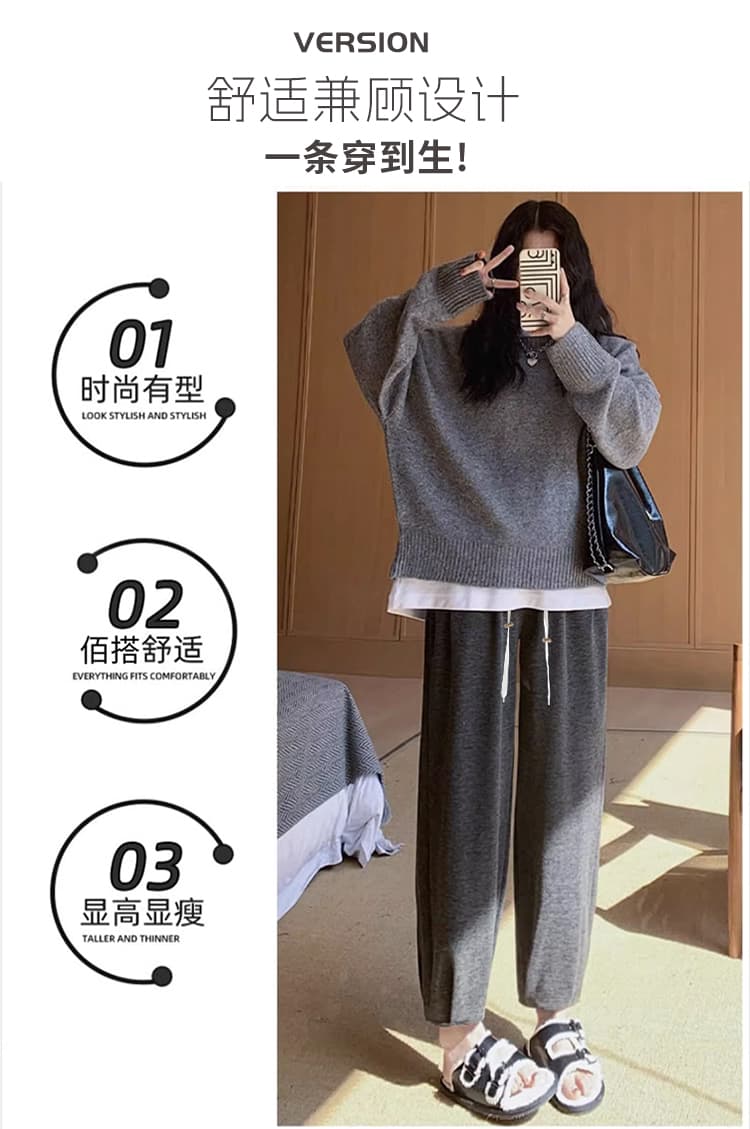 임산부 봄 가을 새로운 찹쌀 바지 와이드 레그 팬츠 하렘 바지 펌프 로프 외출용 무 바지 여름 바지 출산 후 웨어러블 상세 이미지 5